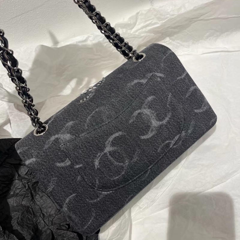 Chanel • 稀有23b 亮片水鑽牛仔刺繡 Cf 25 中號 全新全配台灣購證✔️ 全網唯一-7