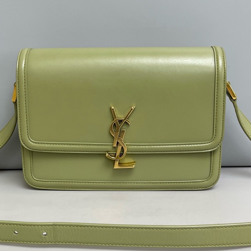 YSL聖羅蘭Solferino中號綠色全皮郵差包  尺寸23×16。-0