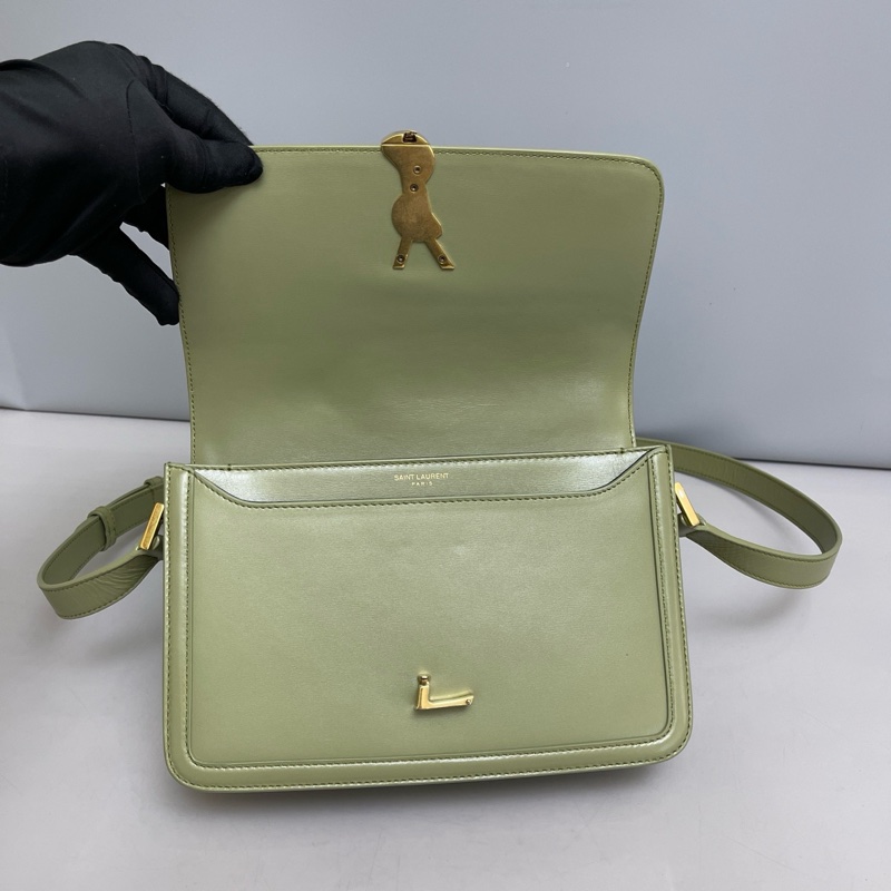 YSL聖羅蘭Solferino中號綠色全皮郵差包  尺寸23×16。-5
