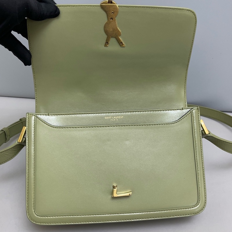 YSL聖羅蘭Solferino中號綠色全皮郵差包  尺寸23×16。-7