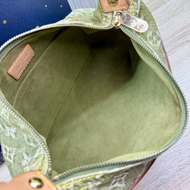 LV M95213 Baggy PM 稀有限量抹茶綠單寧牛仔曼哈頓釦肩背包-25