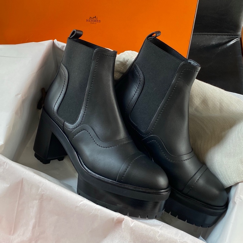 閒置新未使用 hermes愛馬仕chelsea boot黑色短靴37碼-1