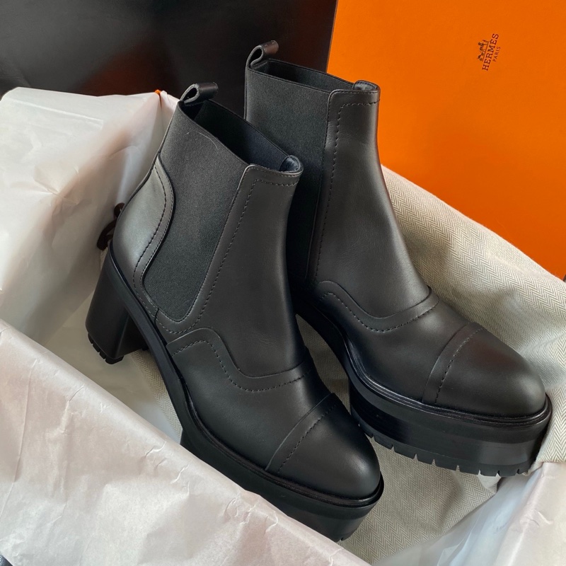 閒置新未使用 hermes愛馬仕chelsea boot黑色短靴37碼-2
