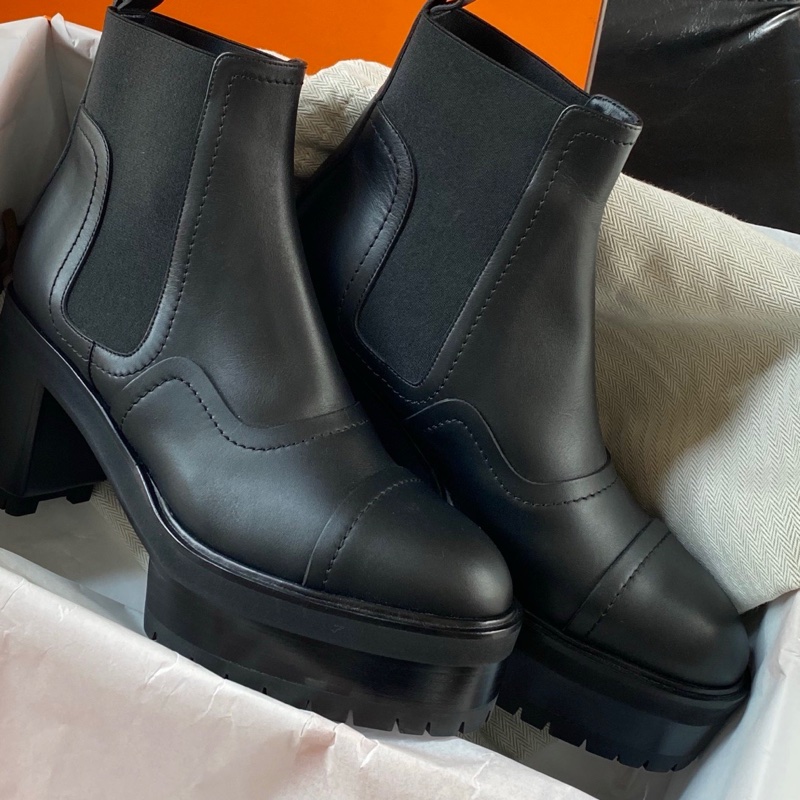 閒置新未使用 hermes愛馬仕chelsea boot黑色短靴37碼-4