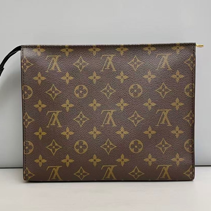 LV路易威登 老花26黑皮盥洗袋/洗漱包 芯片， 尺寸26×20。-0