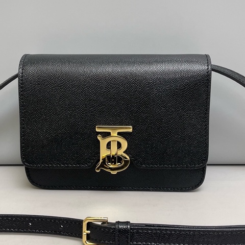 Burberry巴寶莉TB系列小號黑金魚子醬皮豆腐包 尺寸17×13。