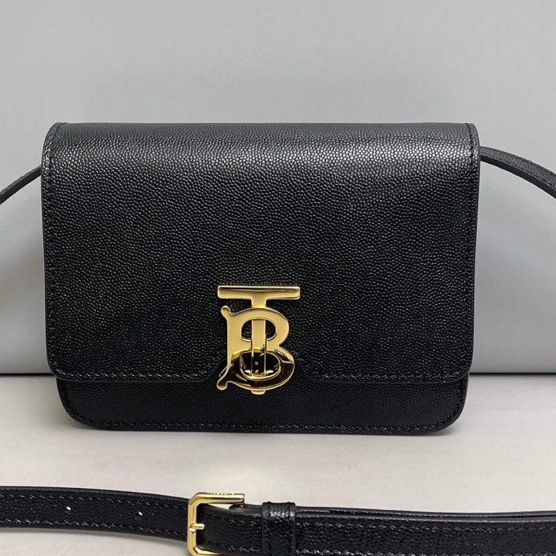 Burberry巴寶莉TB系列小號黑金魚子醬皮豆腐包 尺寸17×13。-0