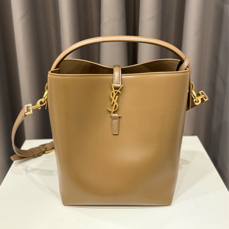 YSL Saint Laurent LE 37 YSL大款 滑面小牛皮斜背/手提水桶包-0