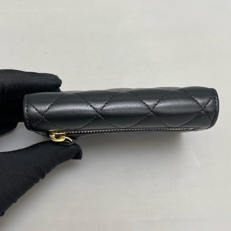 Chanel香奈兒CF黑金全皮菱格短款錢包 尺寸12×10 附件全套 鐳射25 。-5