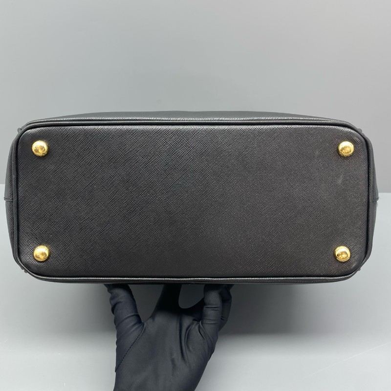 Prada普拉達殺手包中號黑金手提包-2