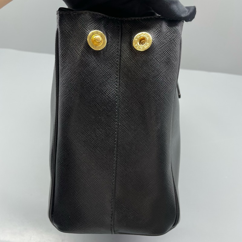 Prada普拉達殺手包中號黑金手提包-4