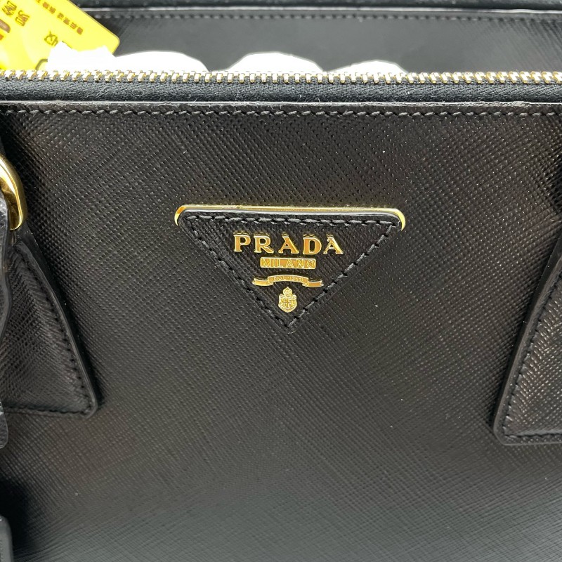 Prada普拉達殺手包中號黑金手提包-6
