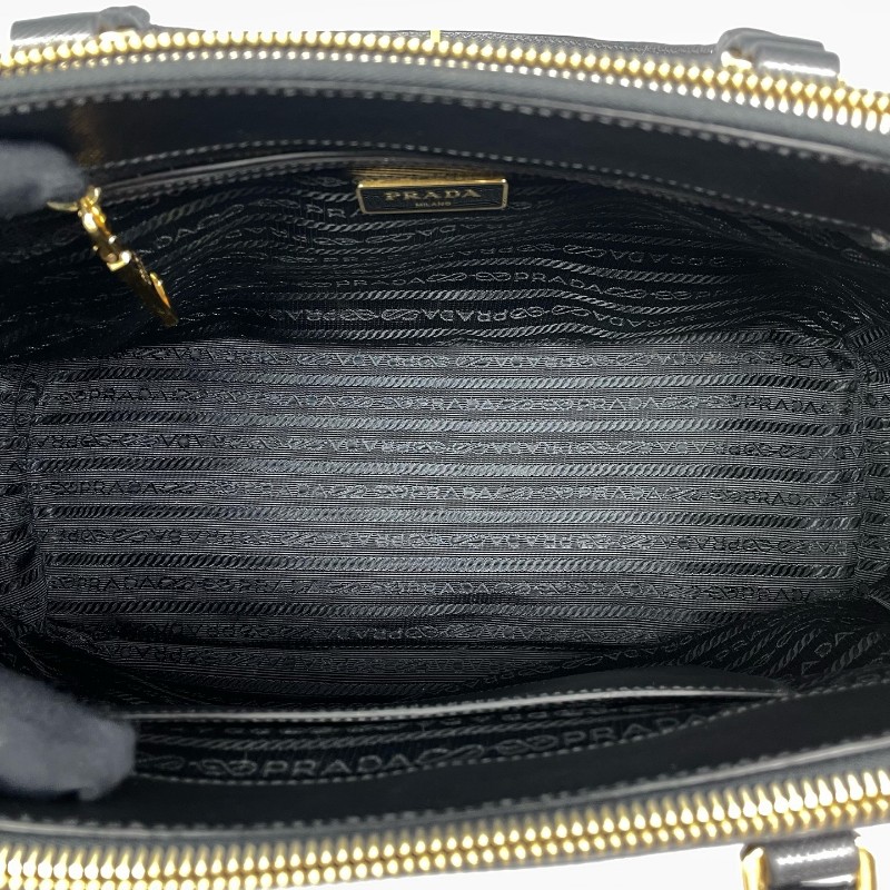 Prada普拉達殺手包中號黑金手提包-7