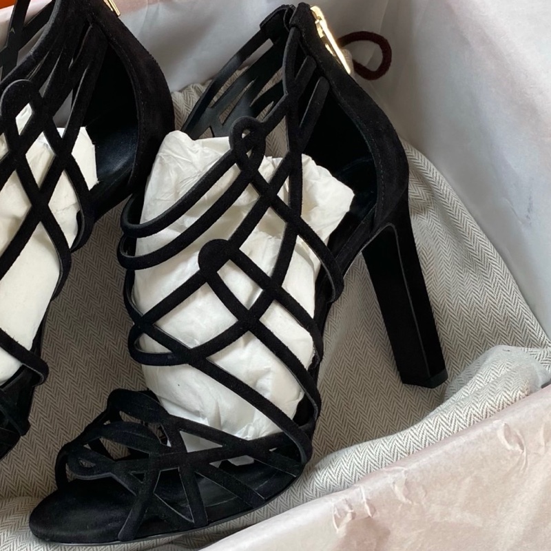 閒置新未使用 hermes愛馬仕oran黑色高跟涼鞋 36碼-4