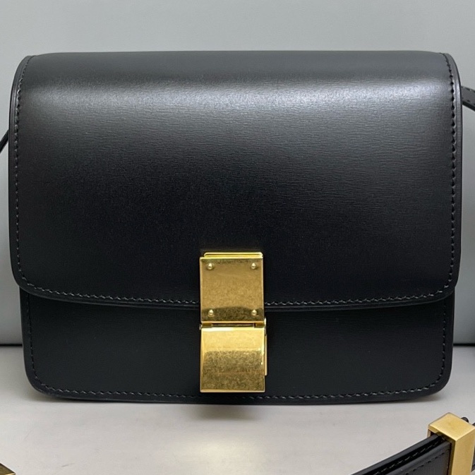 Celine賽琳 Classic Box小號黑金全皮豆腐包尺寸17×14 附件塵袋-0