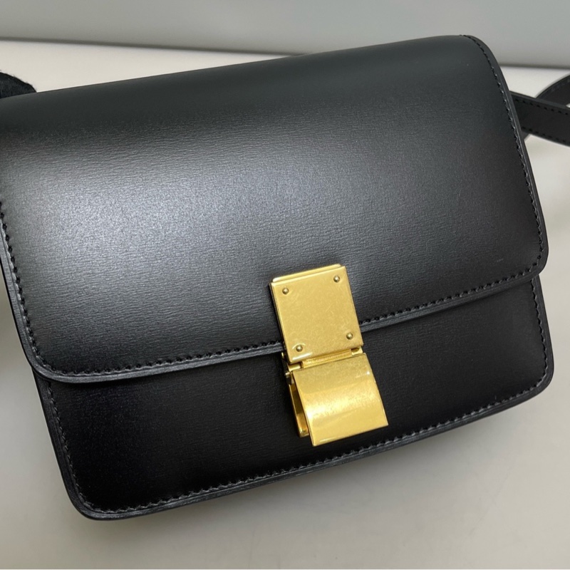 Celine賽琳 Classic Box小號黑金全皮豆腐包尺寸17×14 附件塵袋-6