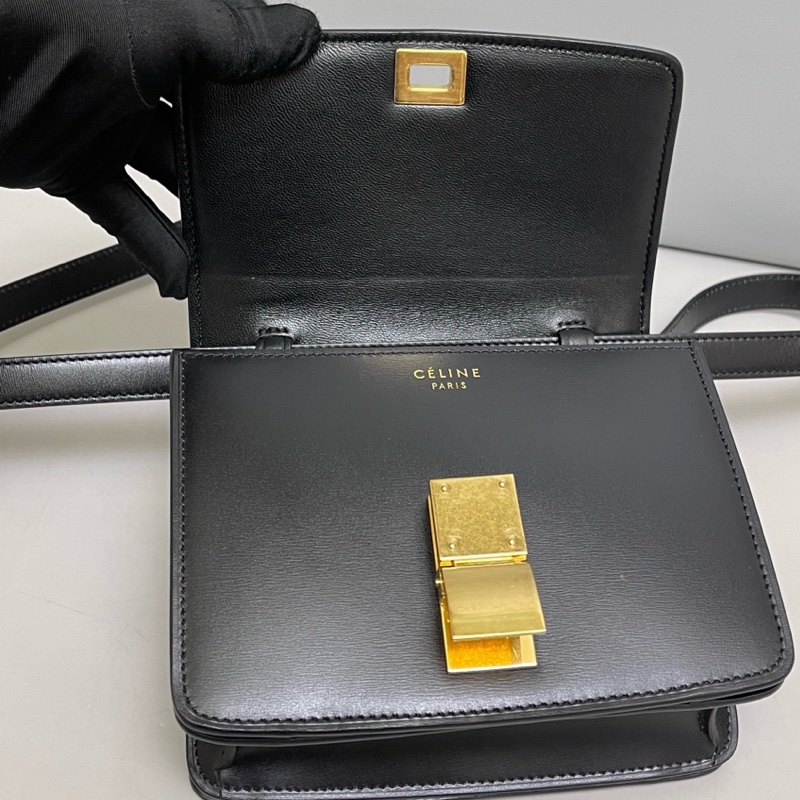 Celine賽琳 Classic Box小號黑金全皮豆腐包尺寸17×14 附件塵袋-7