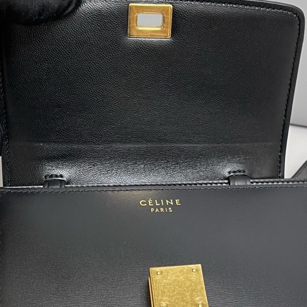 Celine賽琳 Classic Box小號黑金全皮豆腐包尺寸17×14 附件塵袋-9
