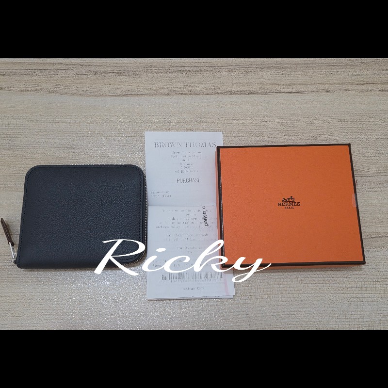 全新全配 Hermes 愛馬仕 積雨雲灰 絲巾短夾 evercolor-5