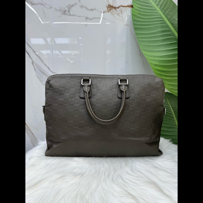 Louis Vuitton深灰色棋盤格公文包手提包單肩斜挎包-1