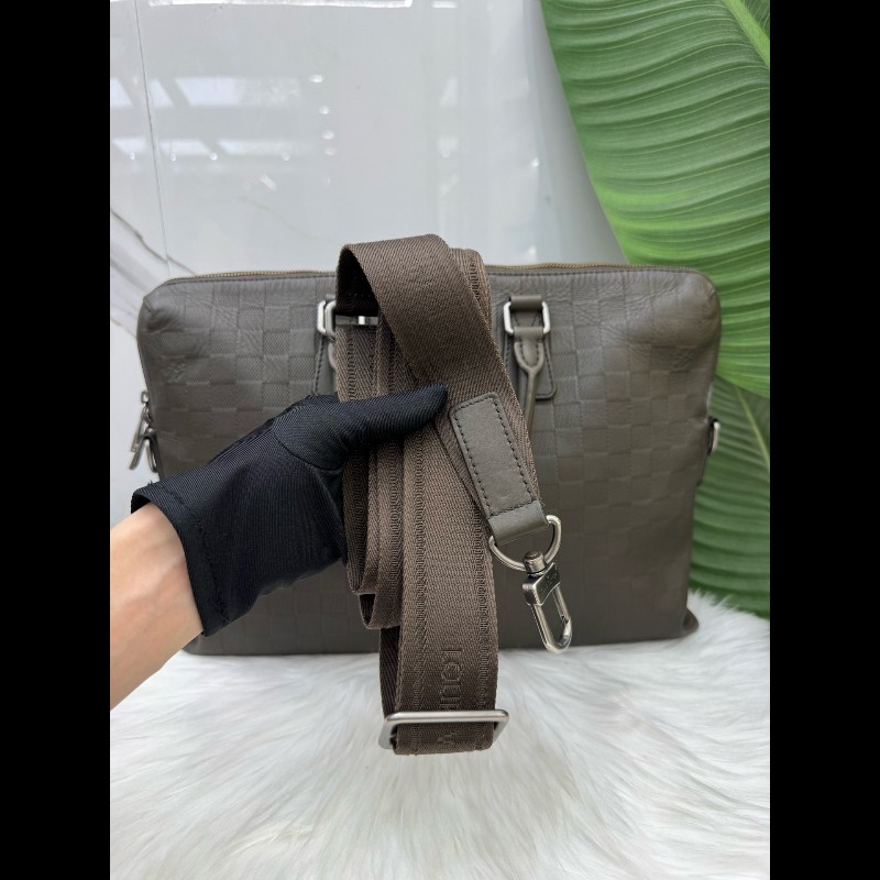 Louis Vuitton深灰色棋盤格公文包手提包單肩斜挎包-6