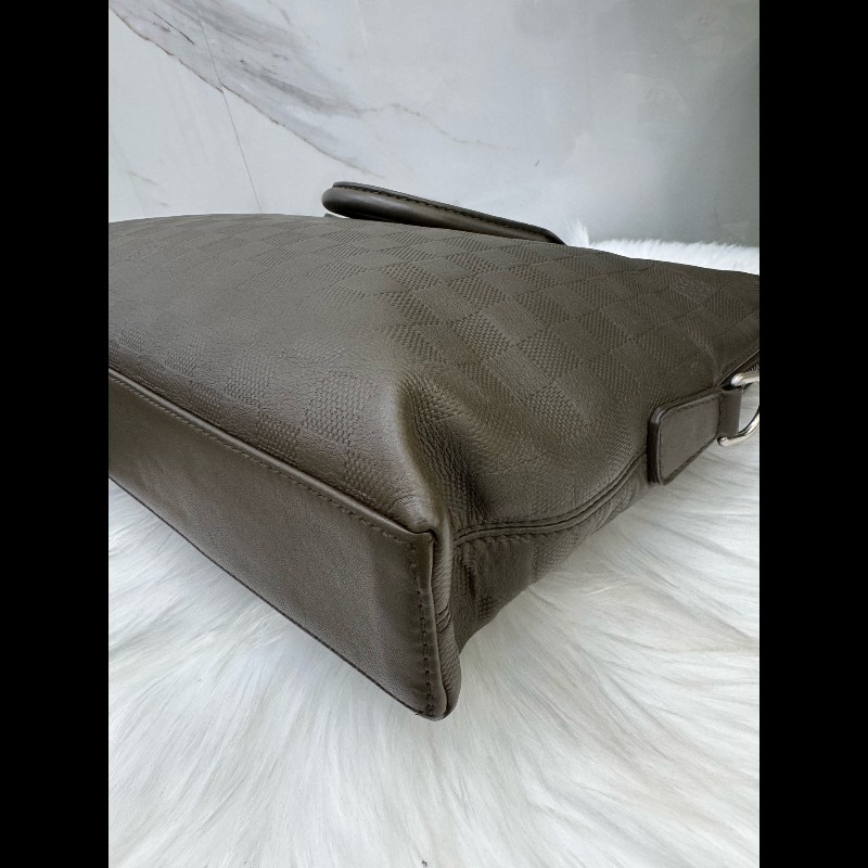 Louis Vuitton深灰色棋盤格公文包手提包單肩斜挎包-10