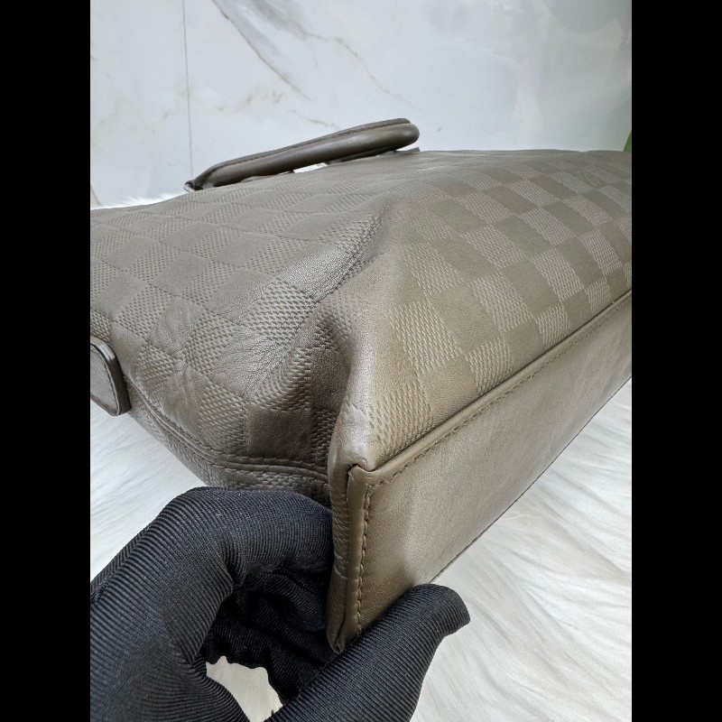 Louis Vuitton深灰色棋盤格公文包手提包單肩斜挎包-11