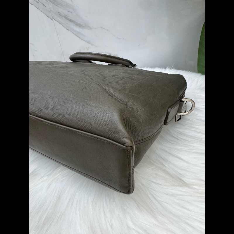 Louis Vuitton深灰色棋盤格公文包手提包單肩斜挎包-12