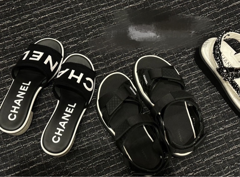 閒置新未使用 chanel香奈兒黑色魔術貼涼鞋沙灘鞋 38碼-4