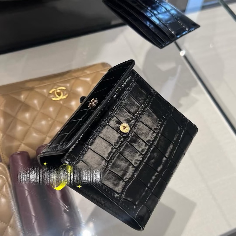 CHANEL 26S貴氣鱷魚壓紋🐊三折短夾錢包-全新品⭐️-3