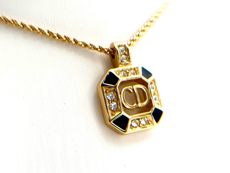 【97新 ✨ 全網最低價！】 Dior中古琺瑯鏤空CD項鍊(下單前先詢問庫存❗️❗️）-0