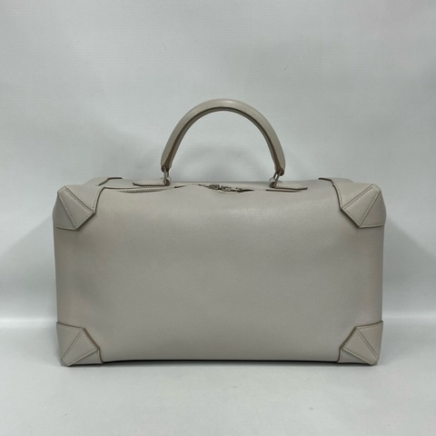 Hermes愛馬仕Maxi Box 淺灰色銀扣手提包 框R刻 大容量 38*16*21cm