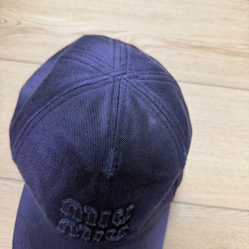 Miumiu棒球帽 褪色刷舊風 深紫色-4