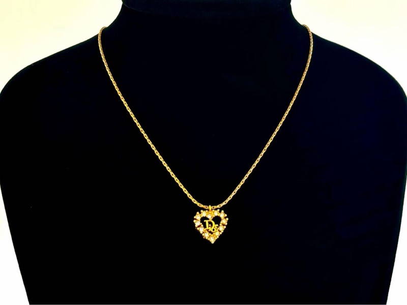 【97新 ✨ 全網最低價！】Dior 中古愛心嵌鑽項鍊(下單前先詢問庫存❗️❗️）-2