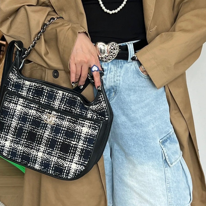 ✨Chanel 格紋嬉皮士 3way hobo 99新🤍-1