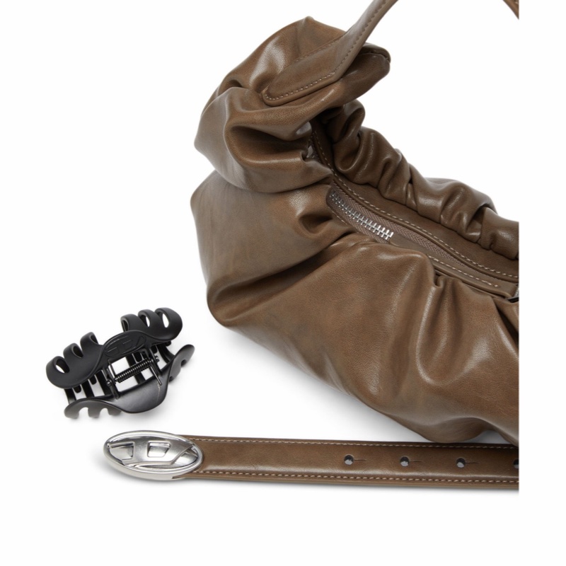 Diesel 女士 Grab-D S-Small 褶皺單肩包均碼碼30cm*10cm*26cm-4