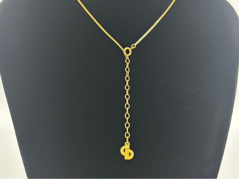 【97新 ✨ 全網最低價！】中古Dior CD 方形黑色琺瑯 金色項鍊(下單前先詢問庫存❗️❗️）-6