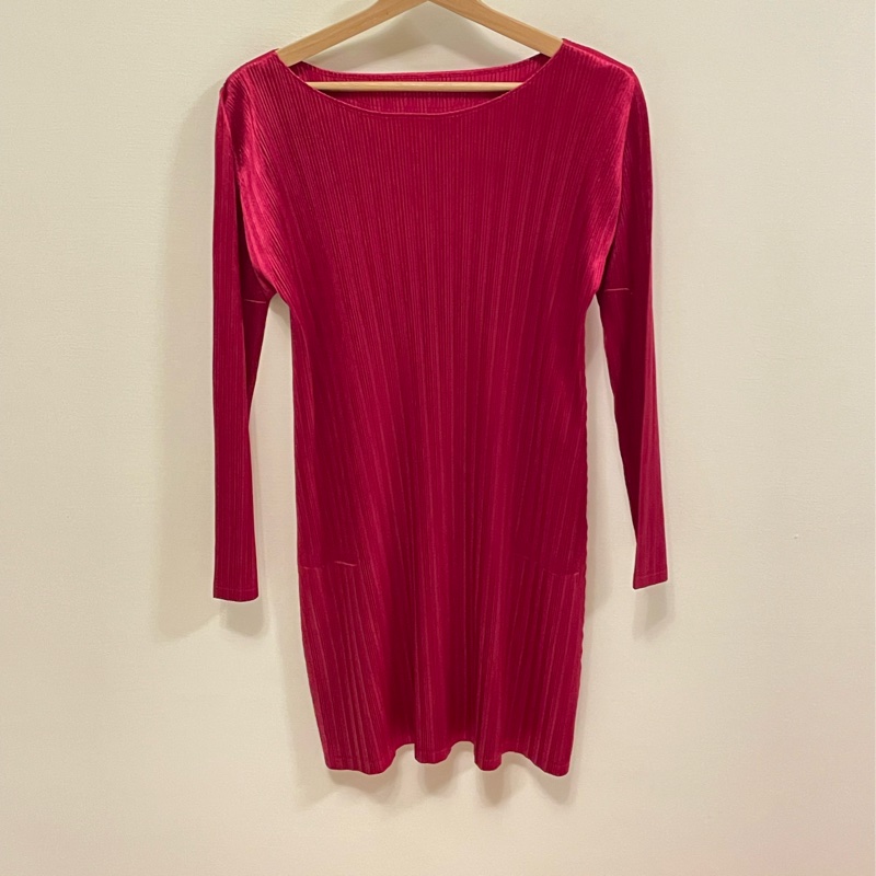 ▪️富貴選物FUGUEI▪️PP  三宅一生 紅寶石 緞面長袖洋裝-6