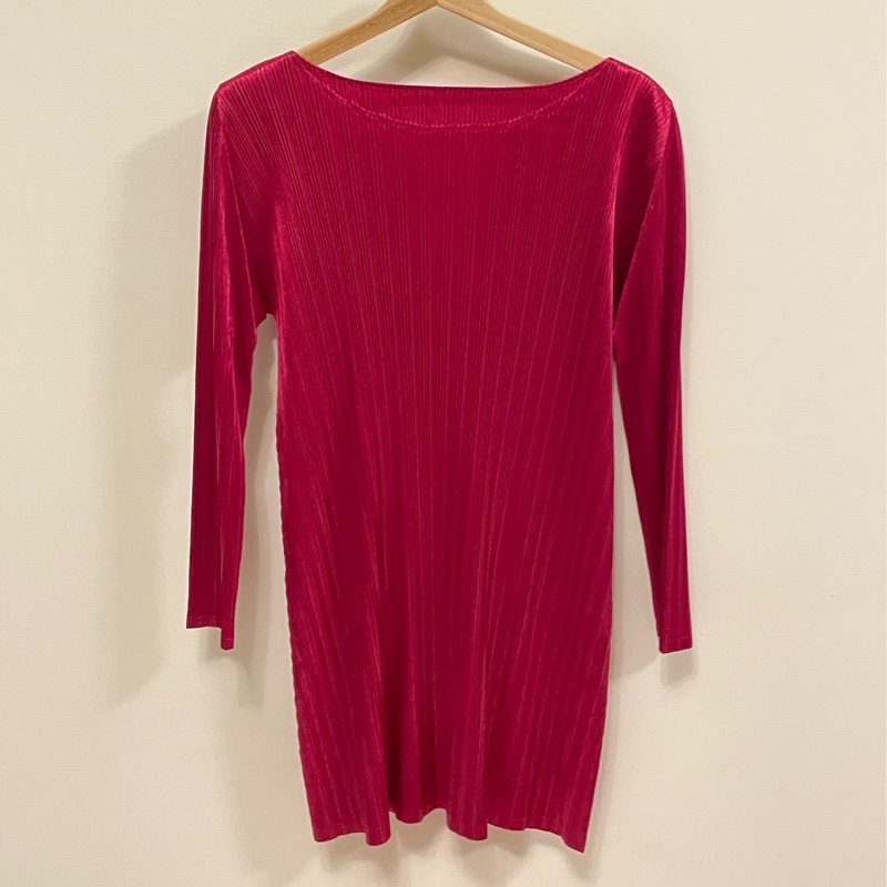 ▪️富貴選物FUGUEI▪️PP  三宅一生 紅寶石 緞面長袖洋裝-8