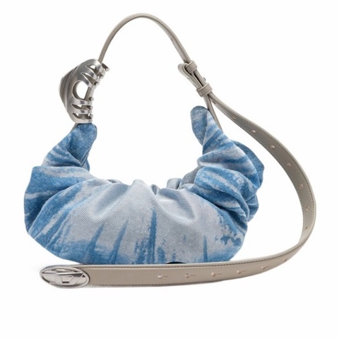 Diesel 女士 Grab-D牛仔布褶皺單肩包均碼碼30cm*10cm*26cm