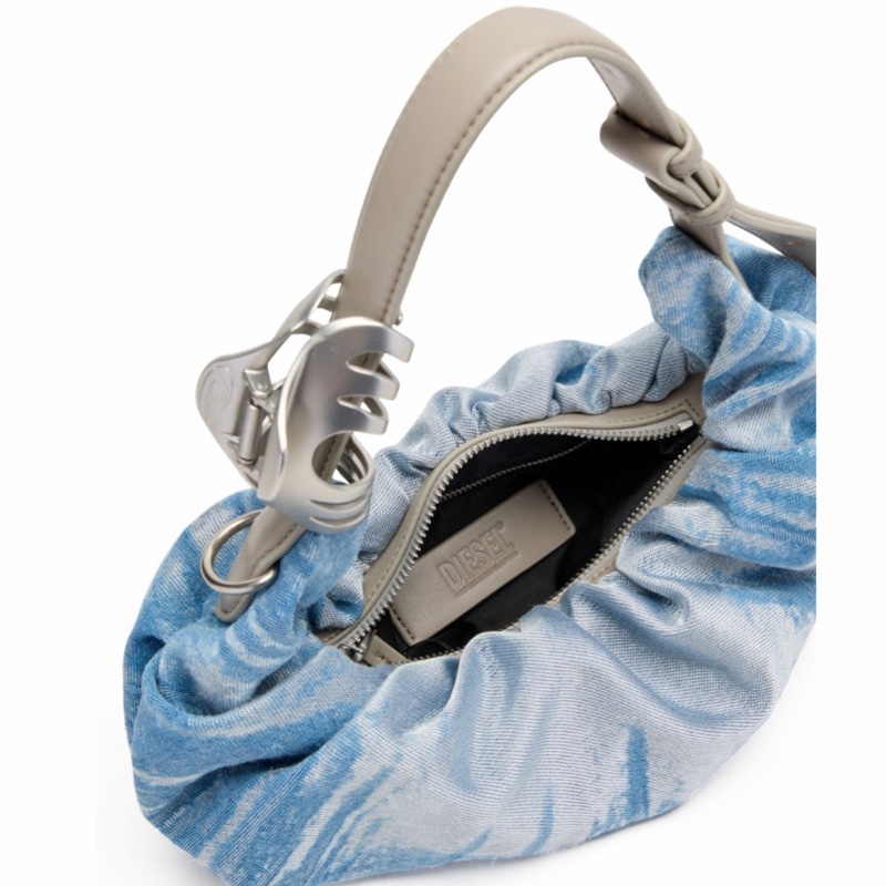 Diesel 女士 Grab-D牛仔布褶皺單肩包均碼碼30cm*10cm*26cm-1