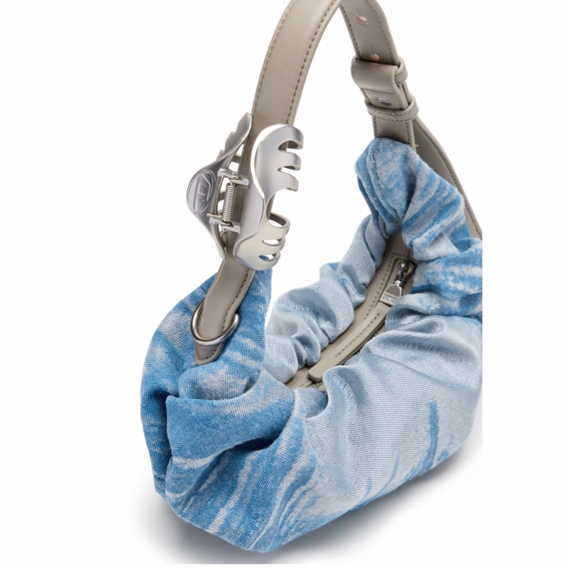 Diesel 女士 Grab-D牛仔布褶皺單肩包均碼碼30cm*10cm*26cm-3