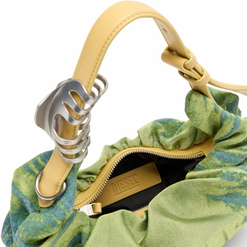 Diesel 女士 Grab-D牛仔布褶皺單肩包均碼碼30cm*10cm*26cm-3