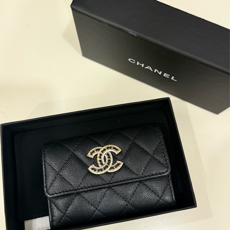 Chanel香奈兒 水鑽雙c Logo零錢包-0