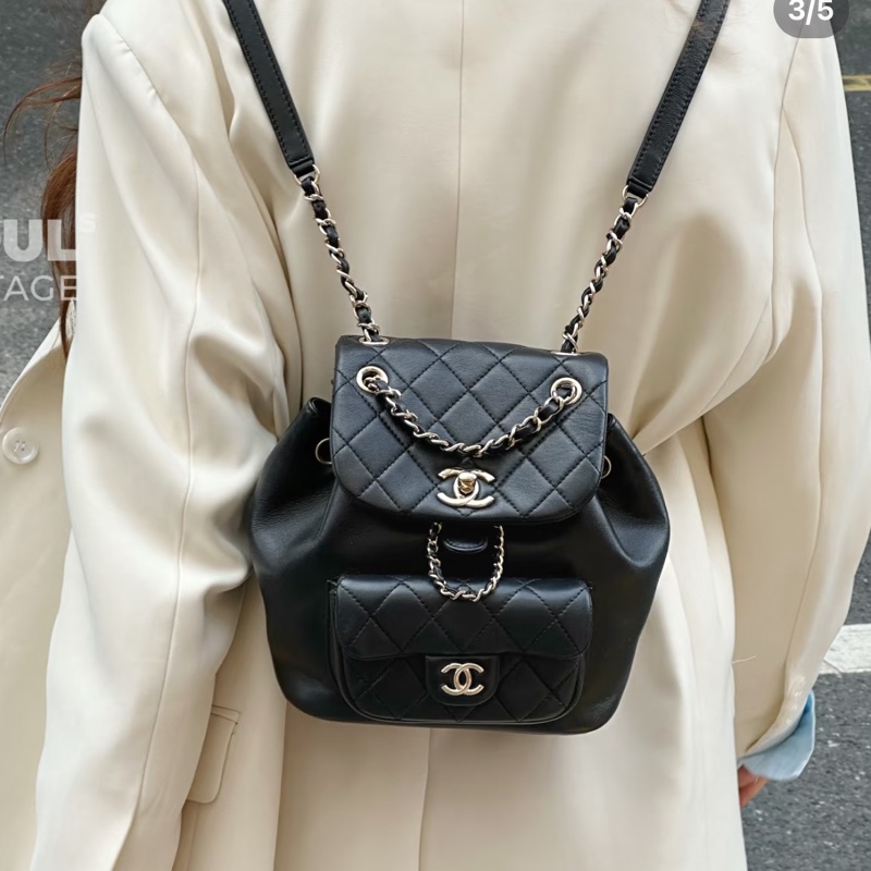 #全新全膜未拆 #全配🈶購證 #24年全牛皮 香奈兒黑金Duma小號 芯片款-5