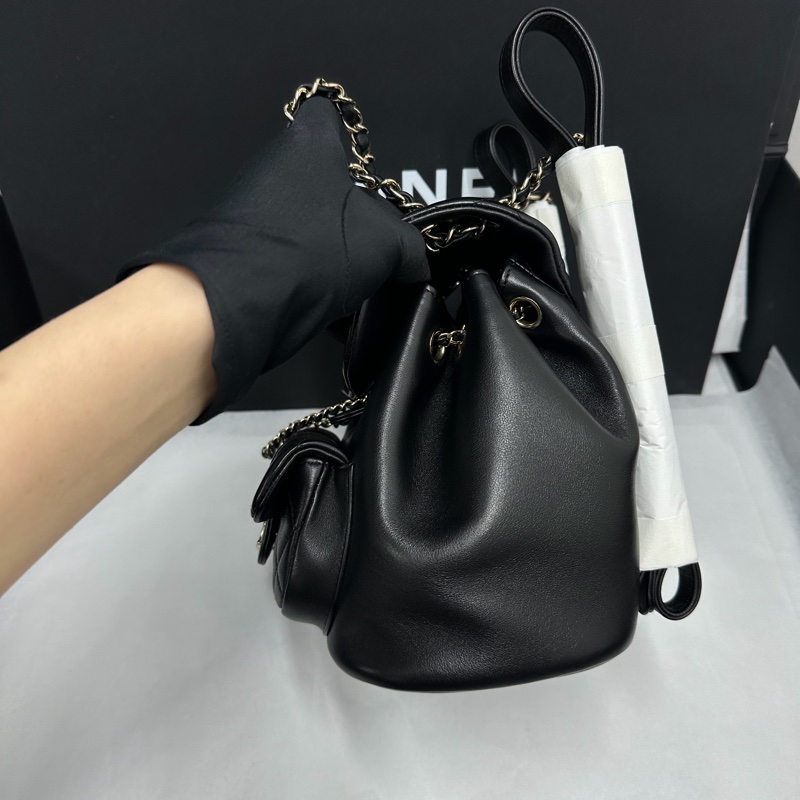 #全新全膜未拆 #全配🈶購證 #24年全牛皮 香奈兒黑金Duma小號 芯片款-14