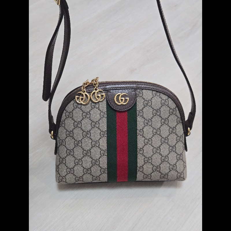 GUCCI 經典Ophidia GG Logo綠紅綠織帶 肩背包 貝殼包-3