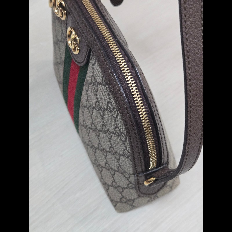 GUCCI 經典Ophidia GG Logo綠紅綠織帶 肩背包 貝殼包-6
