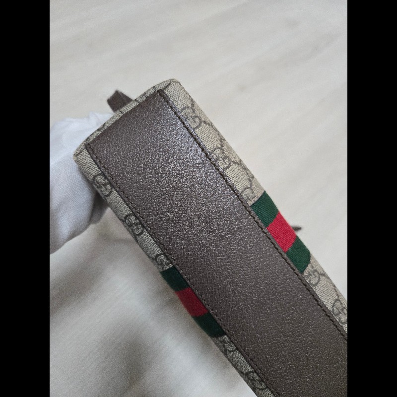 GUCCI 經典Ophidia GG Logo綠紅綠織帶 肩背包 貝殼包-11