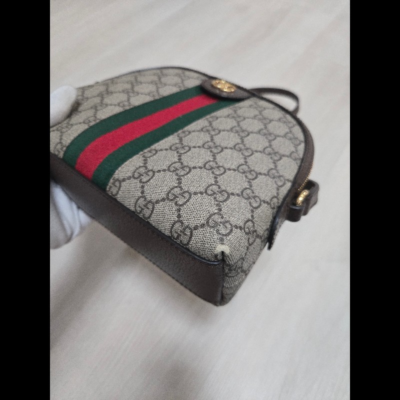 GUCCI 經典Ophidia GG Logo綠紅綠織帶 肩背包 貝殼包-12